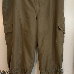 Venezia Women’s Cargo Cropped Pants with ties  in Olive Green 20